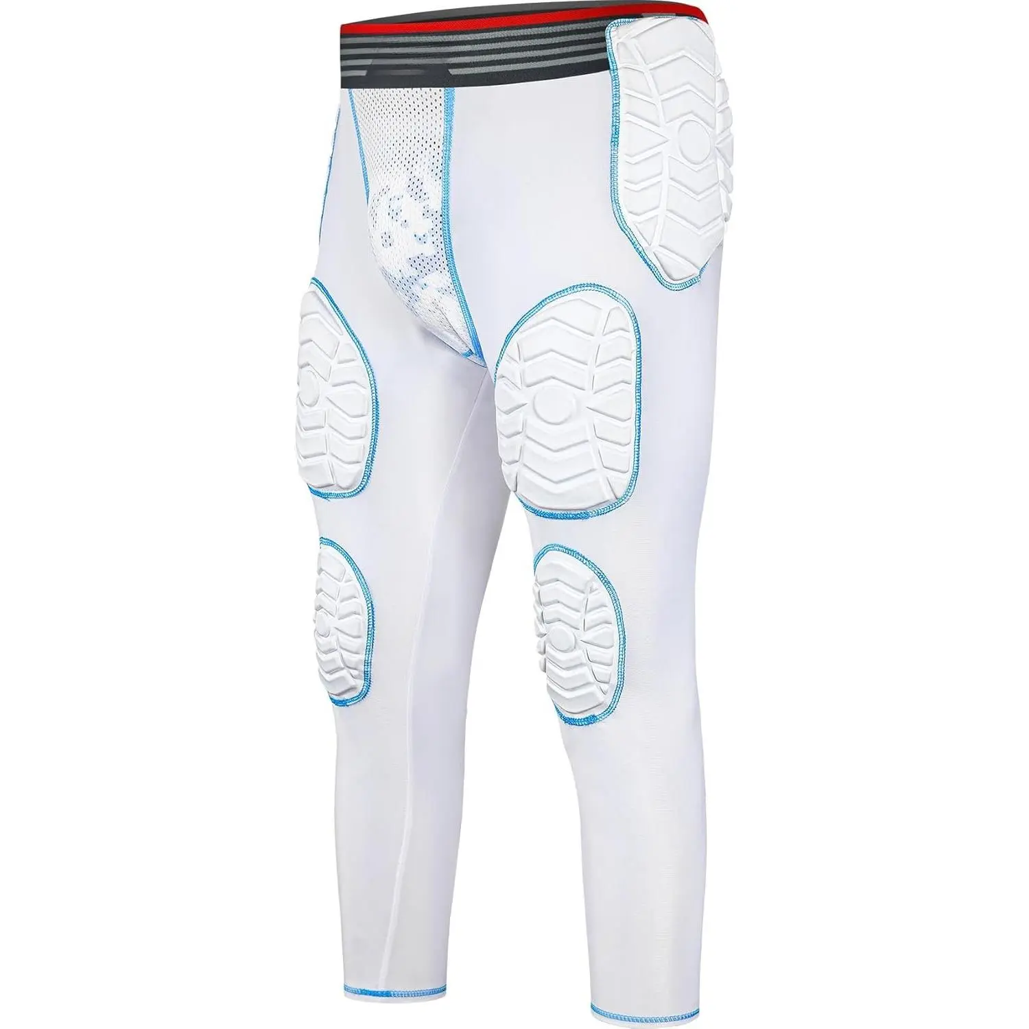 Men's Padded Compression Leggings, 7-Pad Football Girdle Pants with Cup Pocket, Integrated , Thigh,  &  Protection for -Day