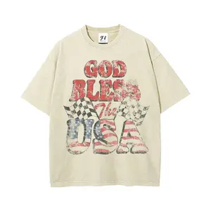 God Bless The USA Christian Tee | Retro American Flag Patriotic Oversized Shirt,Patriotic Christian God Bless The USA Tee | Vintage Washed American Pride Shirt 4th Of July Shirts