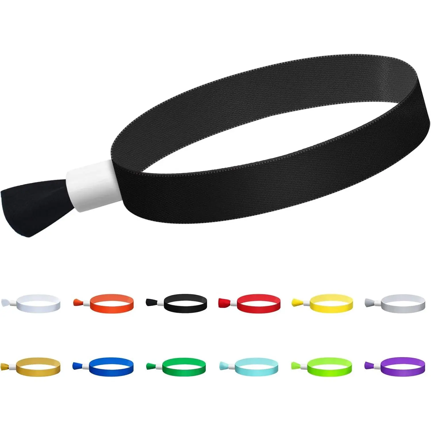 Feteband100 Pcs Cloth Wristbands, Disposable Wristbands for Parties(Black)