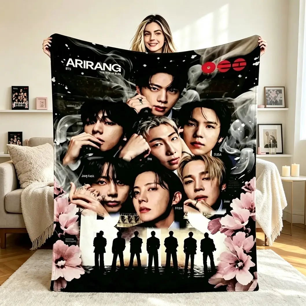 Arirang Blanket Soft Throw for Adults And Children, New Album WouldTour Plush Cozy Warm Flannel Blanket, Lightweight Throw for Bed Sofa Living Room Travel Home Decor, Kids Blanket Adult Blanket for Kids & Adults, Birthday Holiday Fan Gift