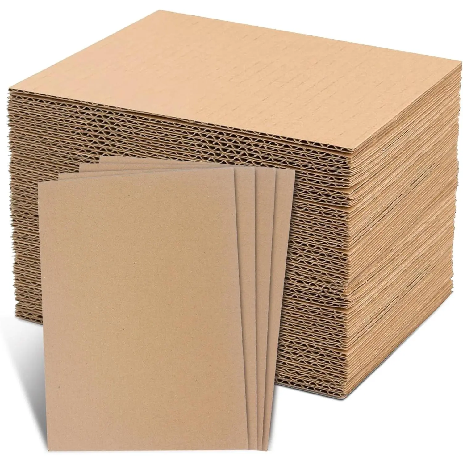 105 Pack Corrugated Cardboard Sheets (11 x 8.5 Inch) - Thick/Thin Sheets for Mailers, Fabric Organizer Boards, Box Dividers, Crafts - Cardboard Paper Inserts
