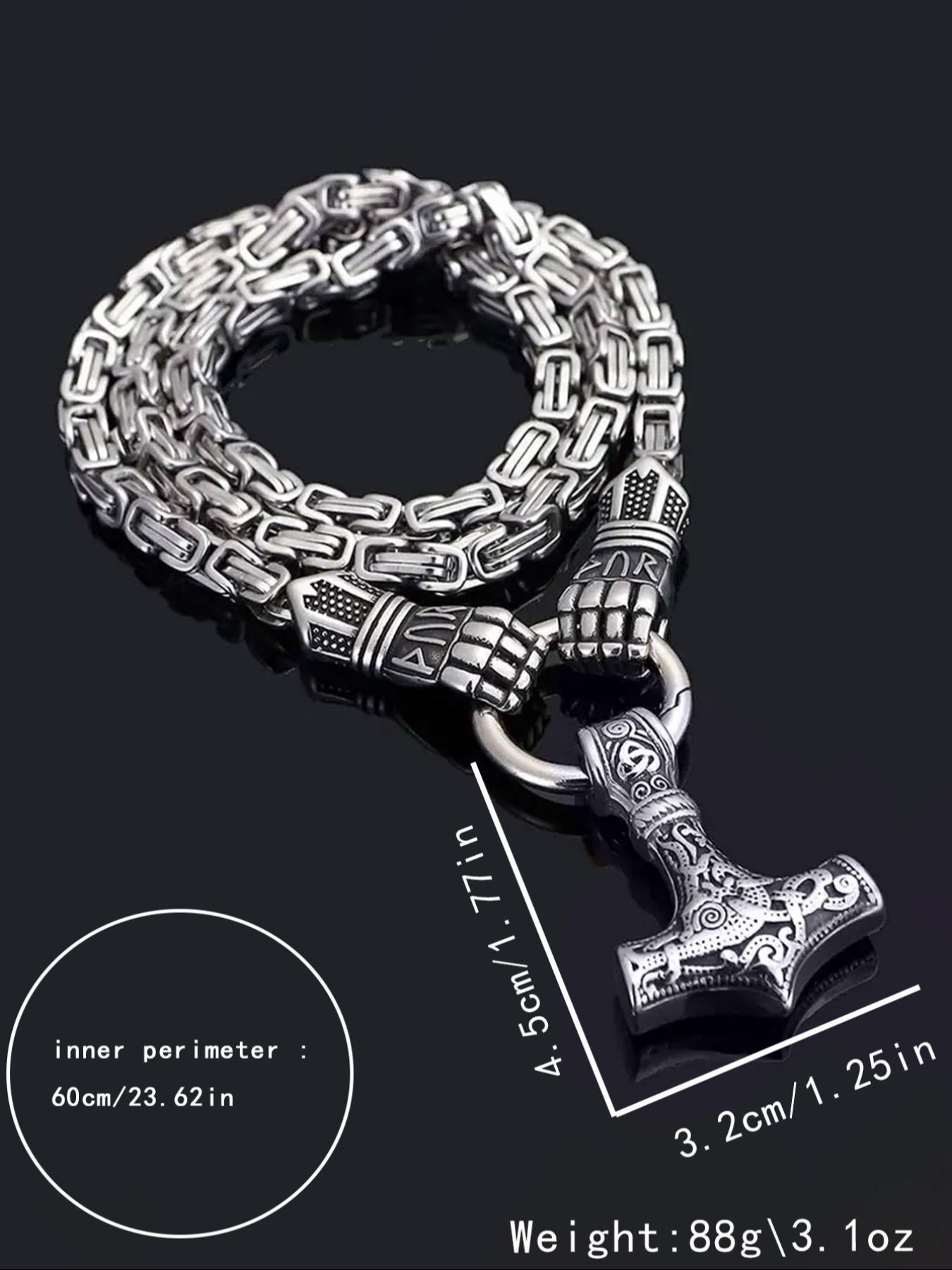 Vintage Nordic Viking Hammer Pendant Necklace, Punk Style Gothic Stainless Steel Jewelry for Party, Daily Decor, Trendy All-match & Exquisite Jewelry for Birthday Gift