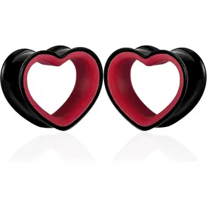 Heart Shape Ear Tunnels Plugs 316 Stainless Steel Heart Hollow Double Flared Ear Gauges Tunnels Stretcher Body Piercing Earring Jewelry for Women Men 8mm-19mm