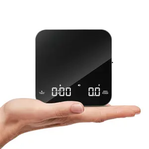 Rechargeable Mini Coffee Scale with Timer,  Espresso Scale, 2kg/0.1g Accurate Scale for Espresso and Pour-Over Coffee, Portable Digital Kitchen Scale with Automatic Timing(Black&Silver)