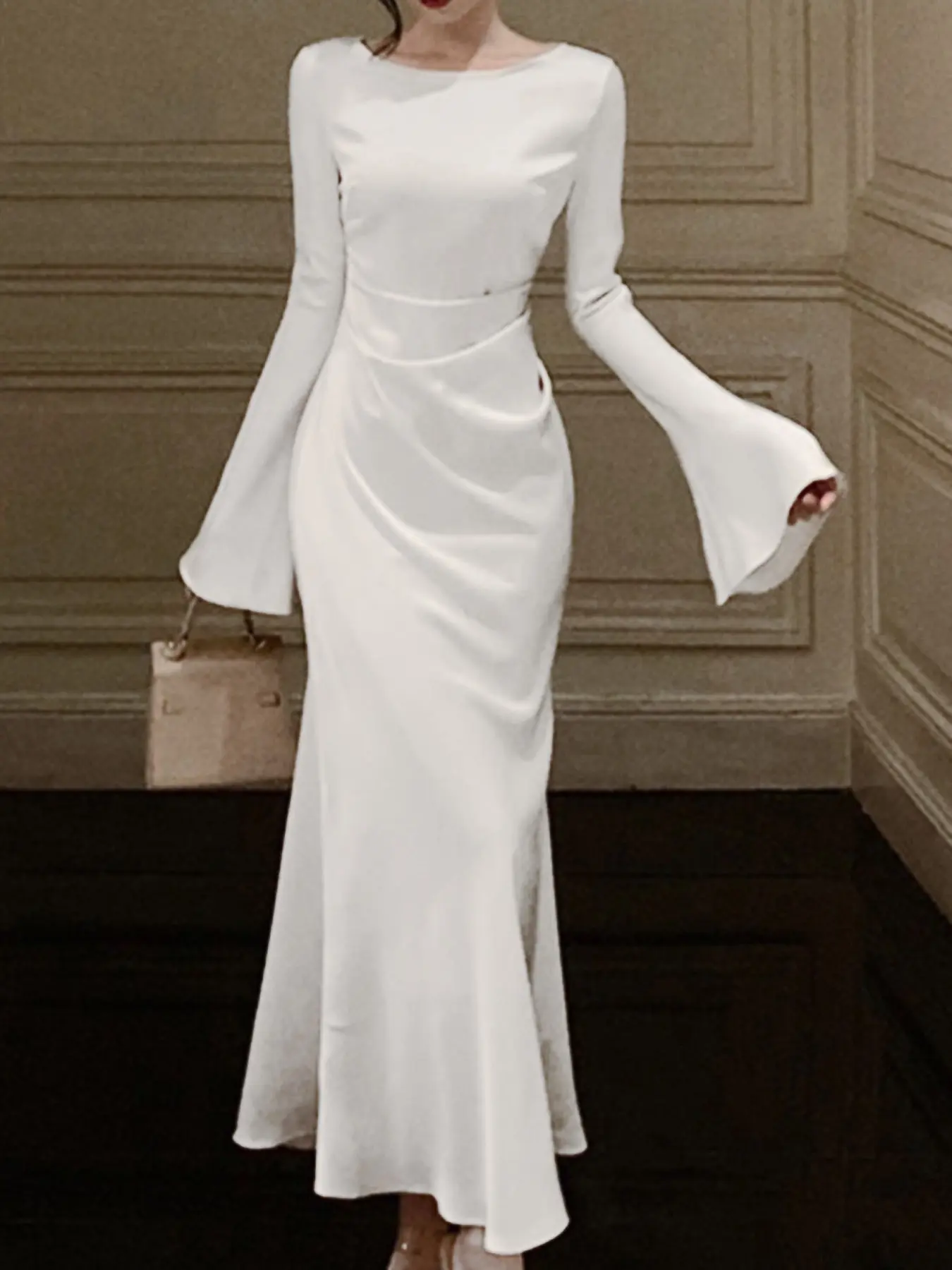 ivory moire satin midi dress mixed messages? : r/HouseofCB