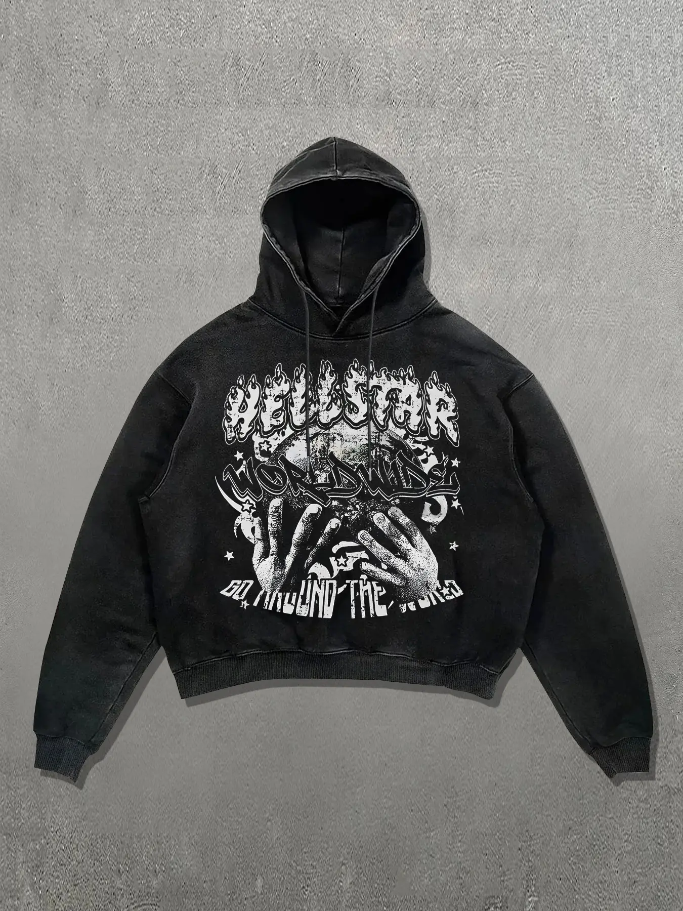 Unisex Loose Fitting Hooded Sweatshirt with No Pockets, Cozy Street Style Printed Hoodie for Fall & Winter, Versatile Indoor and Outdoor Wear