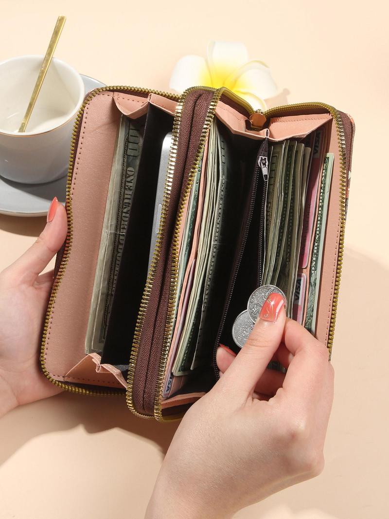 Boho Style Long Wallet, Fashionable Zipper Around Wallet for Women, Casual Trendy Versatile High-quality Daily Wallet