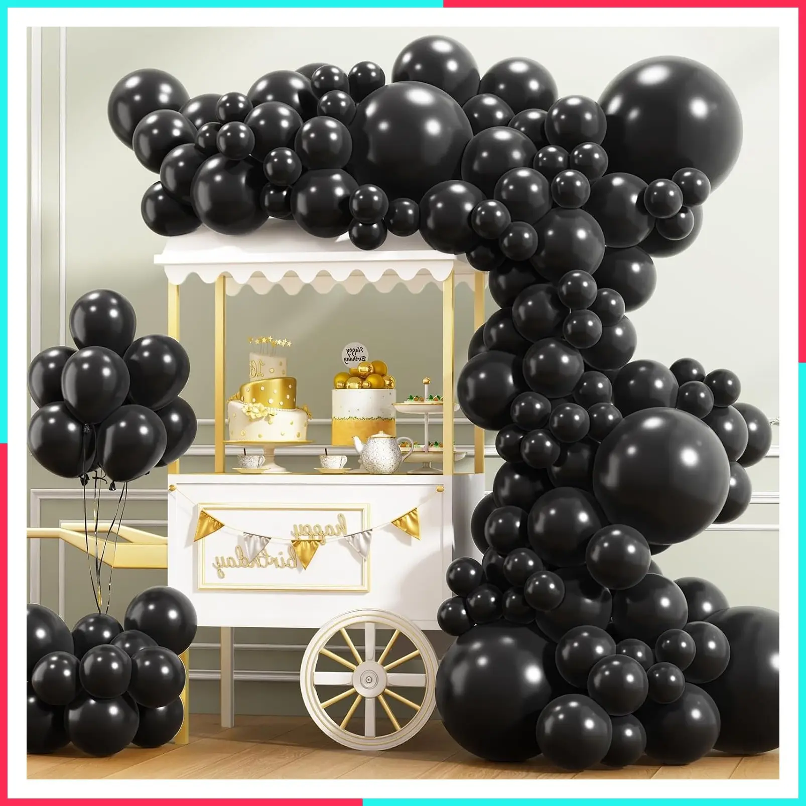 150pcs Black Latex Balloons 18/12/10/5 Inch for Party Decoration, Birthday Wedding Baby Shower Arch Kit, Black History Month Grad Anniversary Supplies