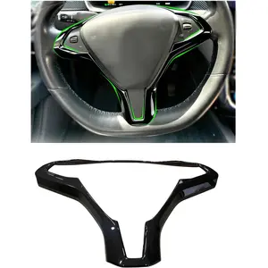 Car Center Console Steering Wheel Cover Frame Trim for Tesla Model X Model S 2014-2024 Interior Accessories ABS Gloss Black Inner Decoration