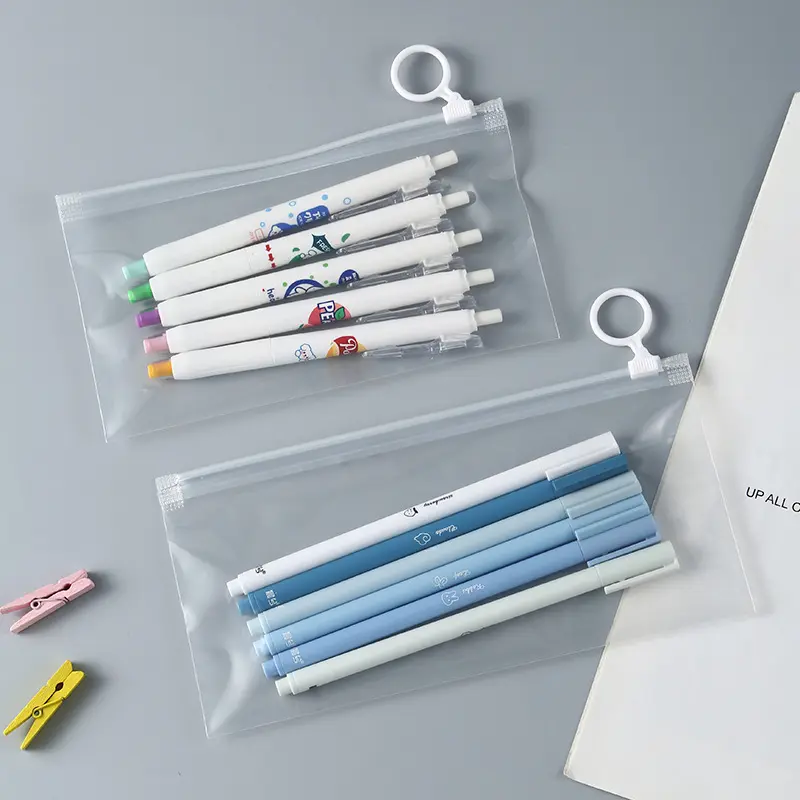5/10 PCS Waterproof Clear Pull Tab Pencil Bag, Transparent Exam Stationery Organizer With Smooth Zipper, Lightweight Portable Pen Storage Pouch For Student Daily Study And Examination Use