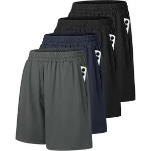4 Pack Gym Mens Shorts - Basketball Athletic Shorts with Pockets Fitness Clothing Black Workout Quick Dry Shorts