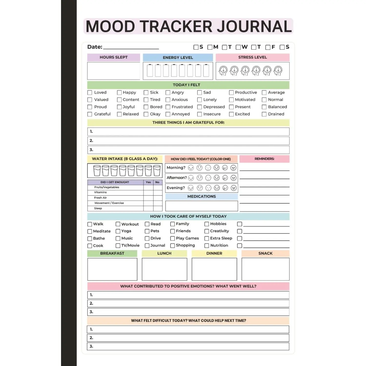 Organised Mood Journal: Paperback Book for Daily Emotional Tracking, Self-Care & Personal Reflection - Office Stationery Personal Organiser