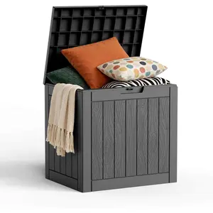 30 Gallon Outdoor Deck Box, Lockable Waterproof Outdoor Storage Boxes For Garden Tools,Indoor Cushions,Accessories Outside Storage Resin Weatherproof Container(Black)