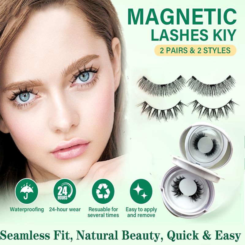 Reusable Magnetic False Eyelashes Set, No Glue Needed, Includes Dedicated Applicator, Alcohol-Free Professional Eye Makeup Tool
