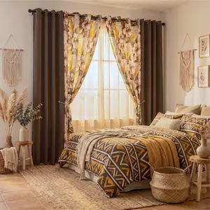 4 Pcs Combination Grommets CurtainsIncluding : 52"x84" 2 PANELS Solid Full Blackout Curtains & 2 Panels Printed Blackout Curtains QF428 QF222 Thermal Insulated NoiseReducing Light Blocking blacking apartment living room bathroom noise reduction