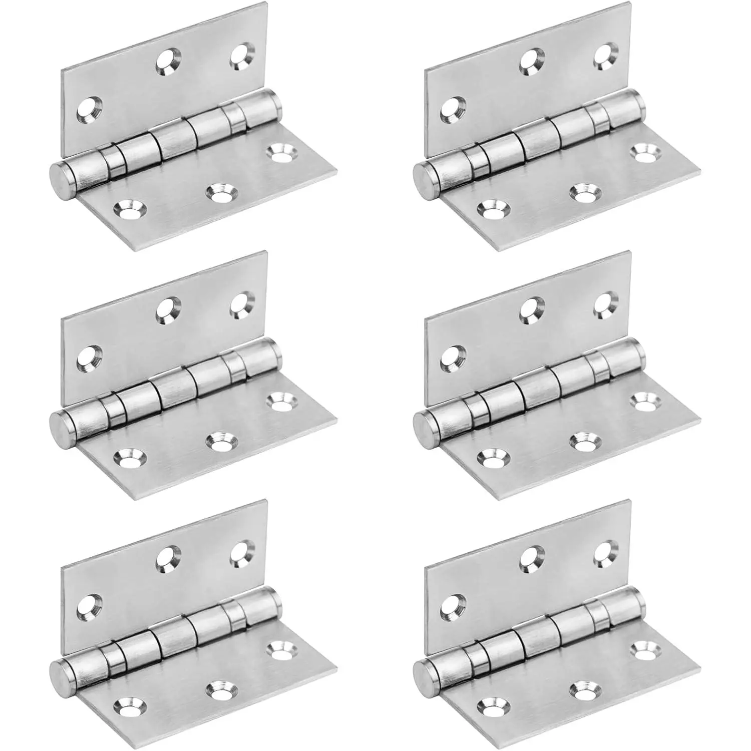 6 Pack 3" x 3" Square Door Hinges, Stainless Steel  Hinges | Load 100 lbs