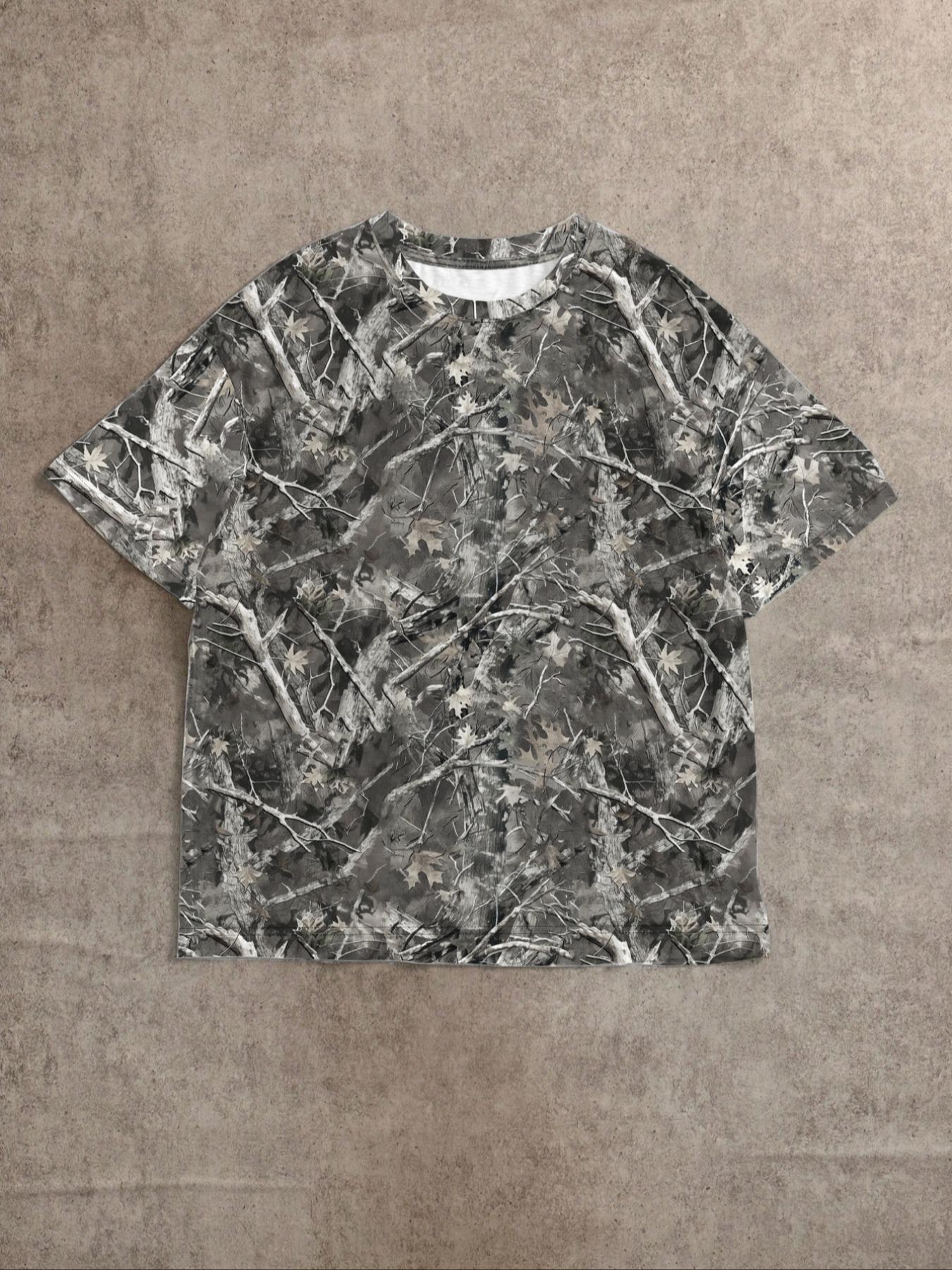 Women's Camo Print Round Neck Tee, Casual Loose Fit Short Sleeve Crew Neck T-shirt for Summer, Fashion Chic Women's Top for Daily Wear, Everyday