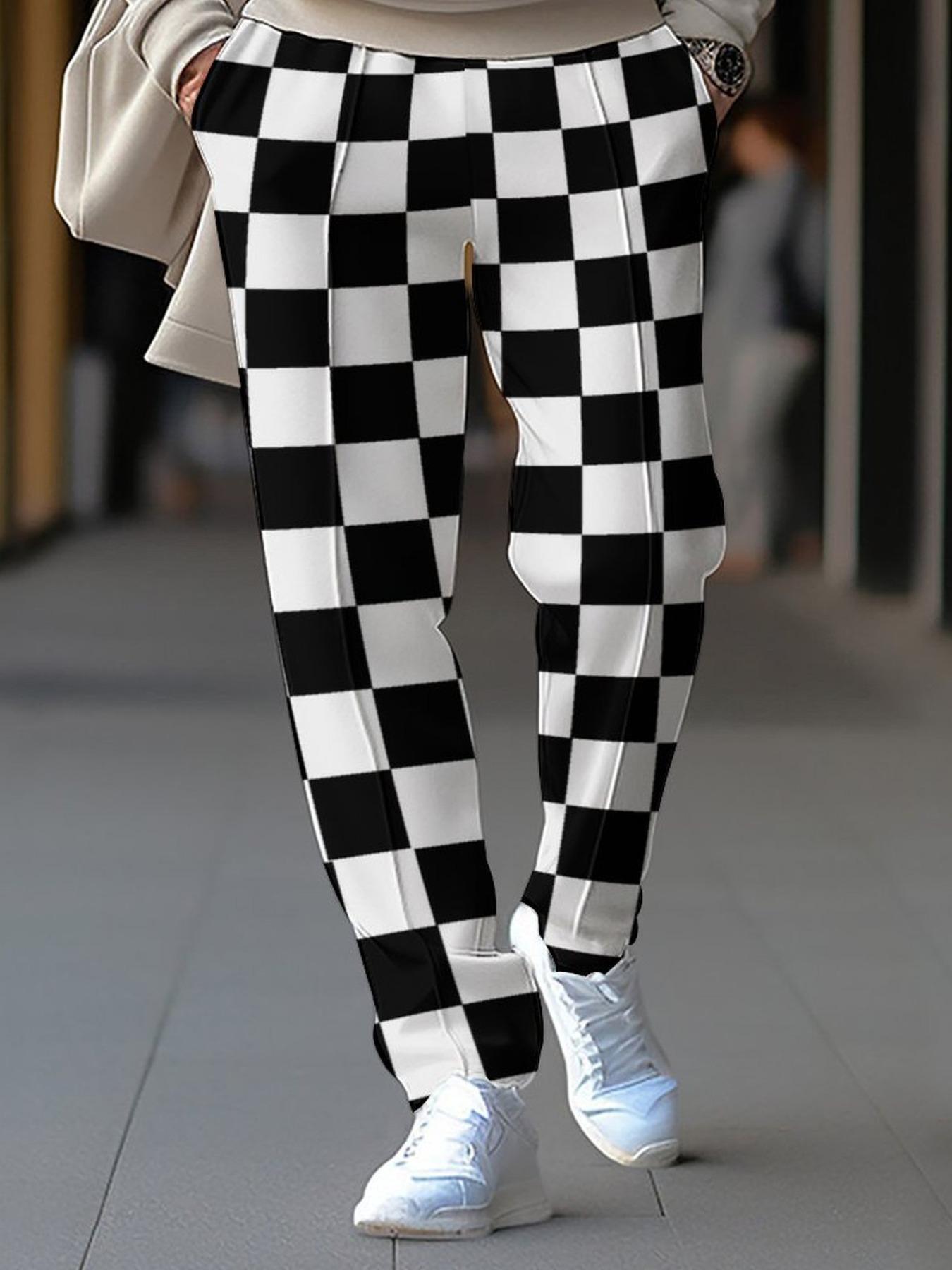 Men's All Over Print Drawstring Waist Pants, Regular Fit Casual Comfy Pocket Straight Leg Trousers for Daily Wear, Men's Bottoms for All Seasons