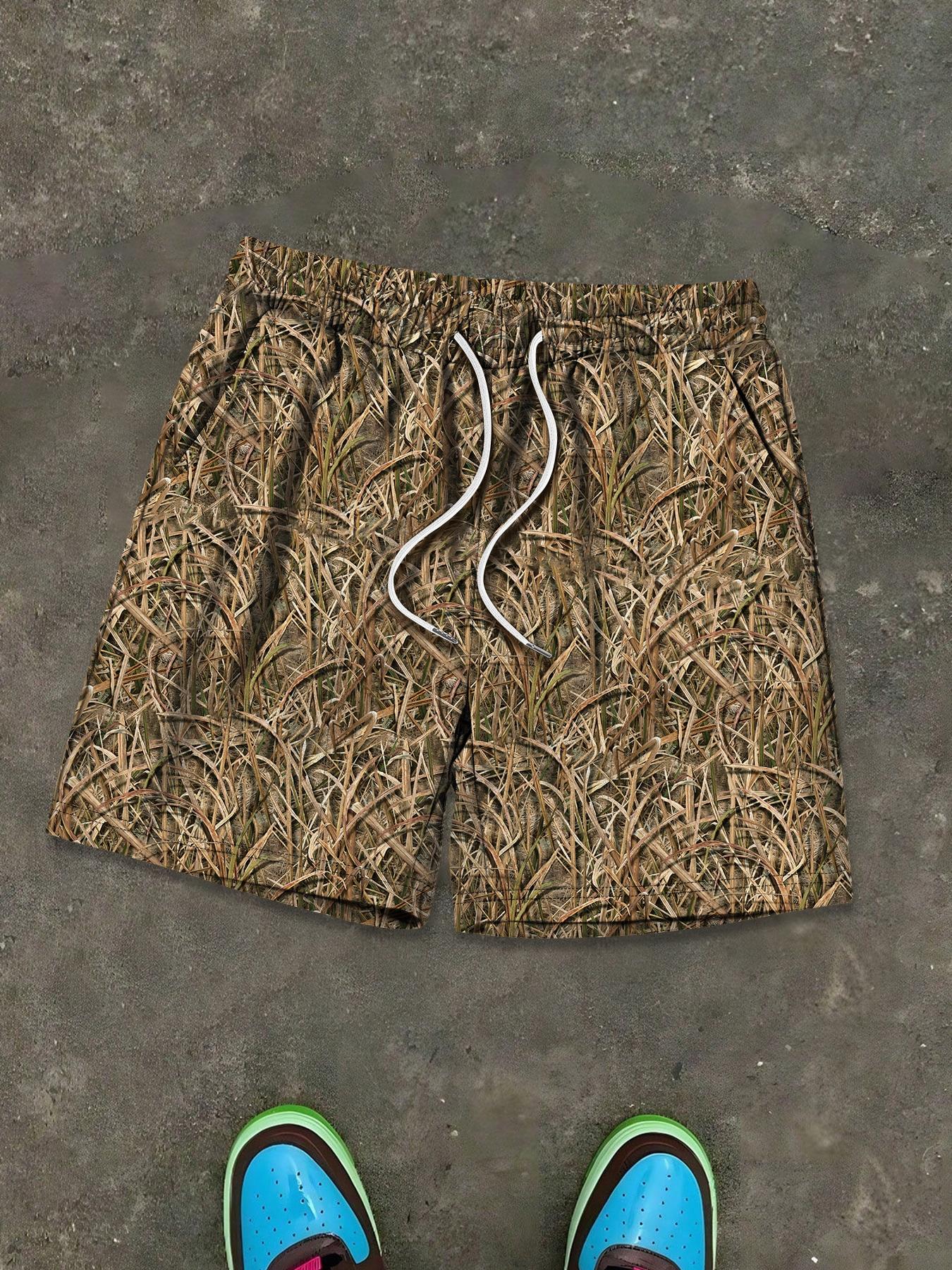 Unisex Camo Print Shorts, Regular Fit Casual Street Shorts for Summer, Fashion Men's Bottoms for Daily Wear