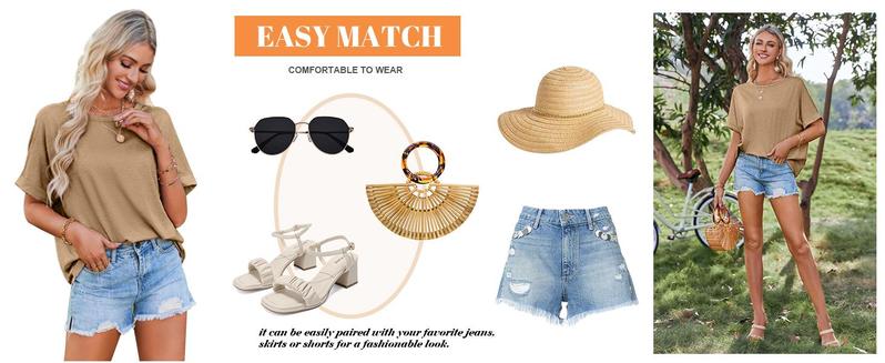 Danedvi Womens Tops Oversized Tshirts Summer Short Sleeve T Shirts Casual Loose Fit Basic Tees Leggings Cute