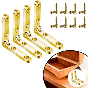 Heavy-Duty Side Rail Hinge Set, 4 Hinges + 16 Screws, Jewelry Box Lid Support, DIY Craft & Furniture Accessories, Durable Mechanism