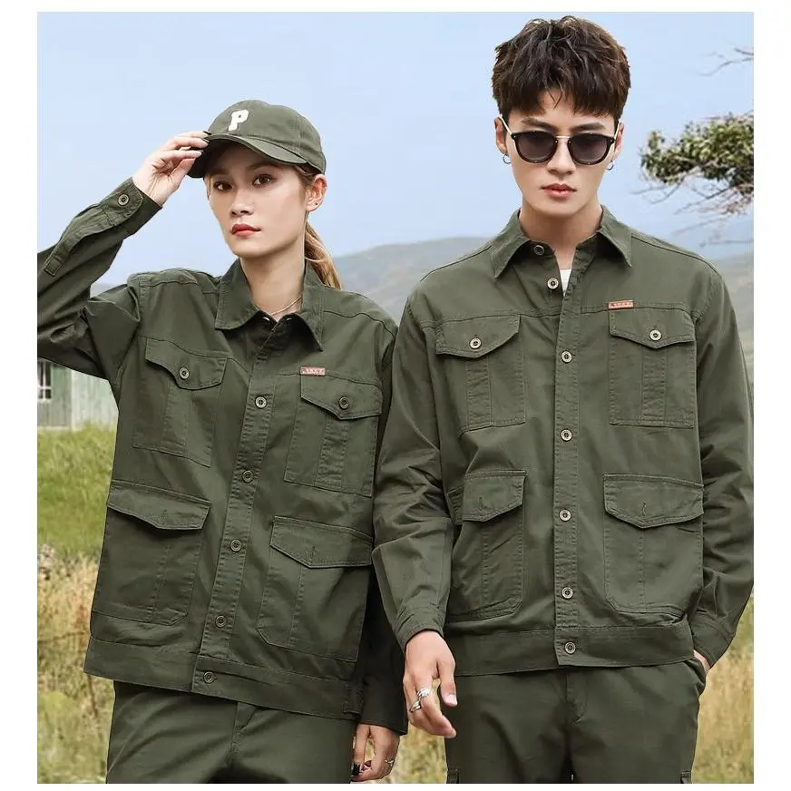 Men's Spring Autumn Thickened Workwear Set Wear Resistant Heat Resistant Welding Labor Uniform Protective Outfit