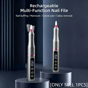 Wireless Rechargeable Electric Nail Drill, 6 Grinding Heads, Low Vibration Manicure Tool, Gel Removal, Exfoliation, DIY & Professional Use