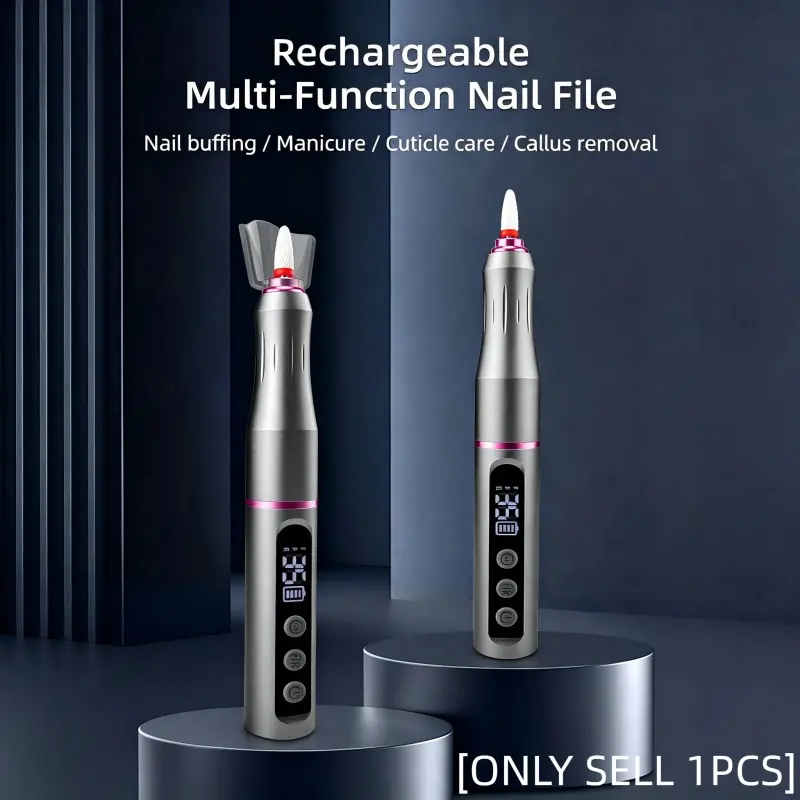 Wireless Rechargeable Electric Nail Drill, Cordless Nail Drill, 6 Grinding Heads, Low Vibration Manicure Tool, Manicure Machine, Gel Removal, Exfoliation, DIY & Professional Use