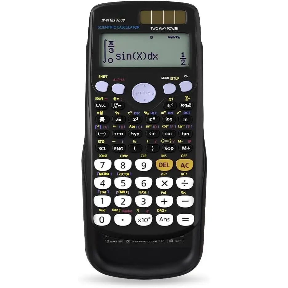 Scientific Calculators,  Math Solar Calculator with 417 Function |  Power and 4-Line Display, School Supplies for Middle High College Students Teachers (Black 991ES )