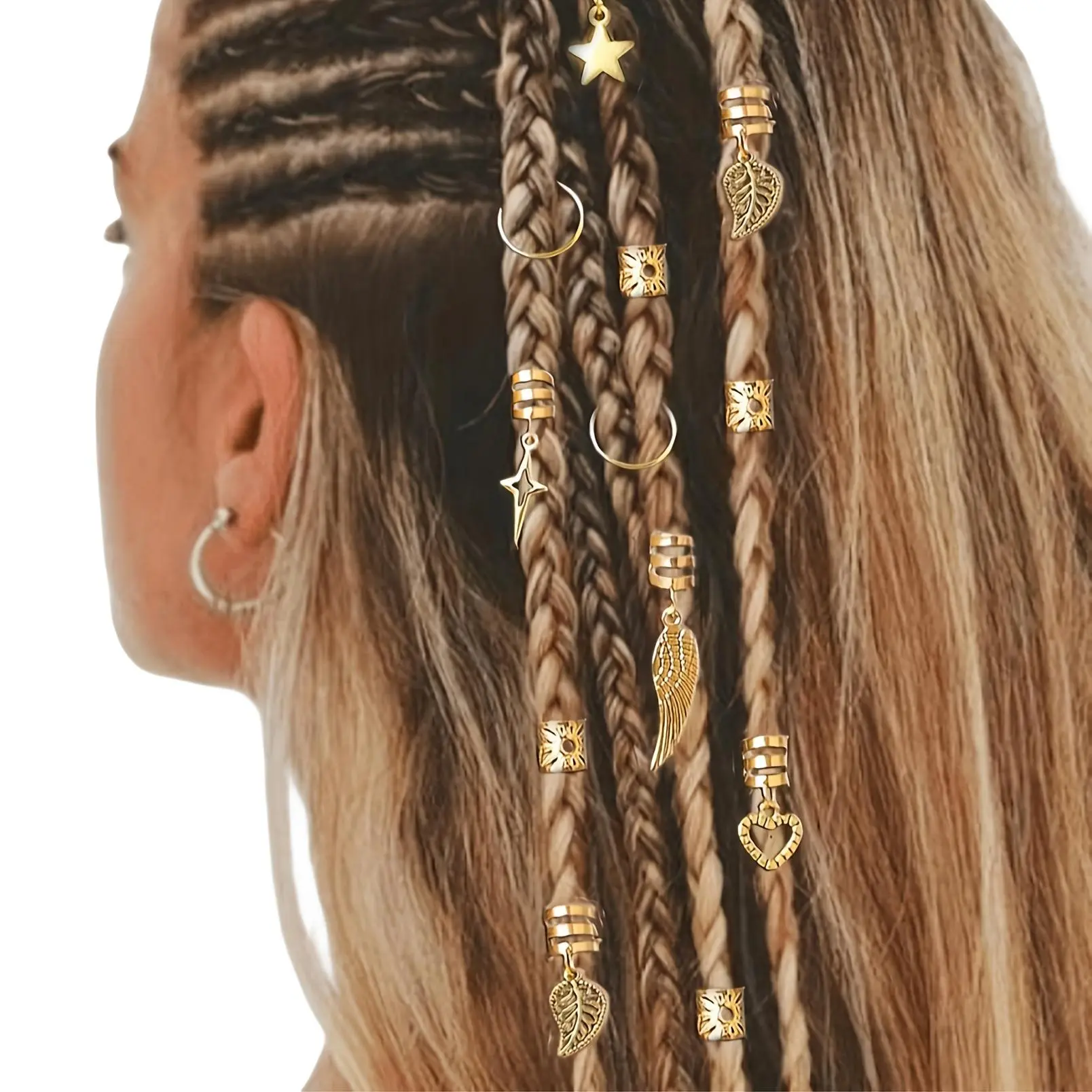 35pcs Braid Hair Ring Dreadlock Hair Ring - Hippie Style Hair Accessories Loc Hair Jewelry for Braids for and Women
