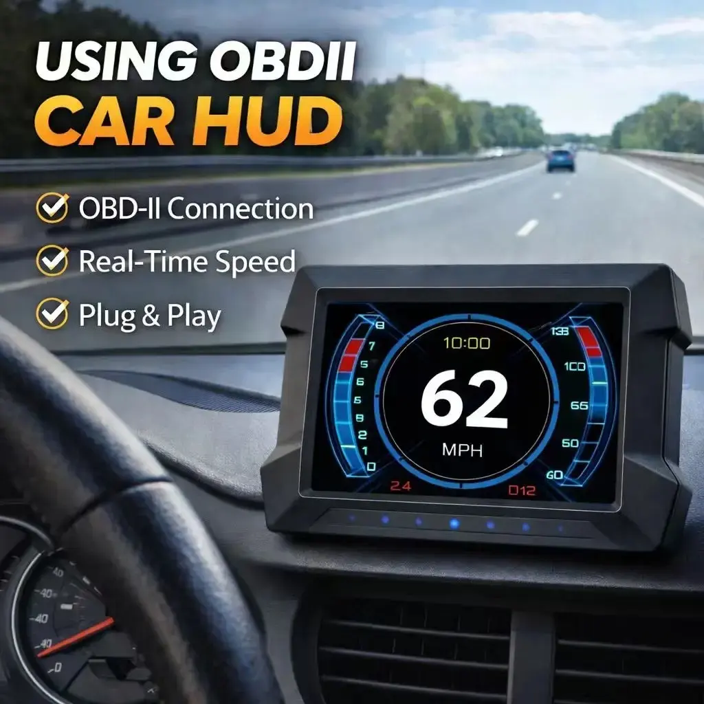 P22 Car Head-Up Display with Obd2 and GPS, Automatic Hud, Speedometer, Distance, Rpm, Water Temperature, Voltage, Engine Fault Alarm