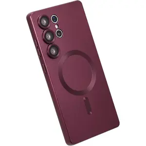 Magnetic for Samsung Galaxy S25 Ultra Case,Soft Silicone Slim Fit Anti-Scratch Phone Case Cover with Camera Protection,Compatible with MagSafe,Burgundy