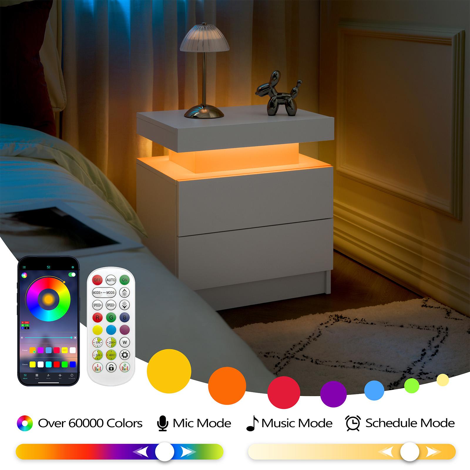 Nightstand with Charging Stationand LED Lights, Night Stand with Sliding Top,Bedside Table with Drawers for Bedroom, ModernEnd Side Table Nightstand with Charging Stationand LED Lights, Night Stand with Sliding Top,Bedside Table with Drawers for Bedroom, ModernEnd Side Table