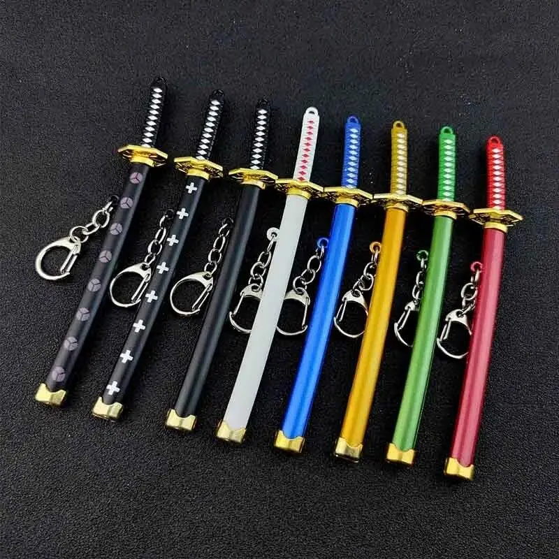 100% New Mini Roronoa Zoro Anime Sword Keychain - Alloy Metal Chain Keychains with Plastic Scabbard, Samurai Look Katana Buckle, for Men Role Play Cosplay Toy Jewelry Gift, Katana Shape, Cosplay Key, Anime Motif Keychains