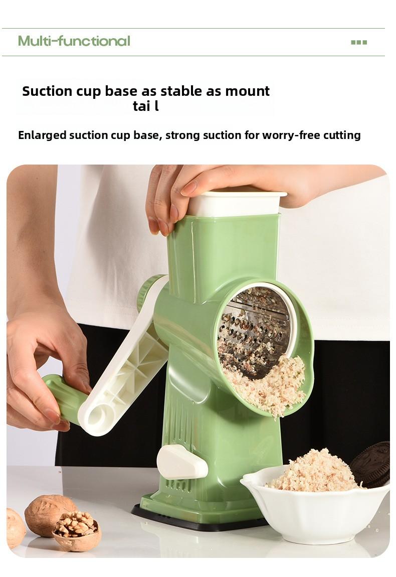 Rotary Cheese Grater, 1-Count Manual Vegetable Chopper with 3 Replaceable Stainless Steel Cutting Blades, Vegetable Shredder and Slicer, Multifunctional Kitchen Utensil, Vegetable Slicer Dicer, Summer Gift # GLOBAL PICKS