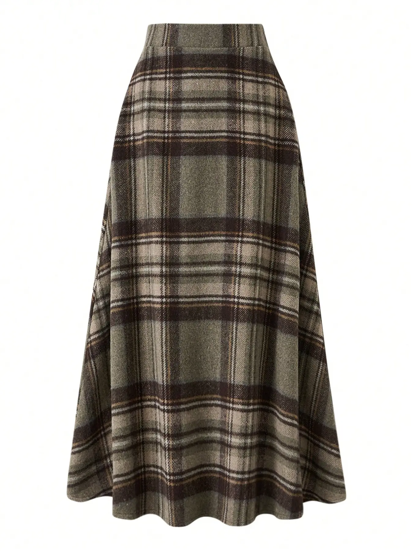 Flattering Women's Plaid A-Line Maxi Skirt, Vintage Mid-Rise Woven Long Skirt for Fall Winter Office, Workwear, Casual and Everyday Outfits, Bottom