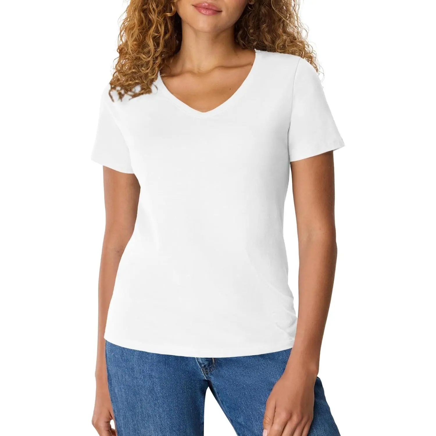 Women's Wardrobe Hanes Women's Perfect-T V-neck T-shirt, Cotton Short Sleeve Tee for Women, 1 or 2-Pack
