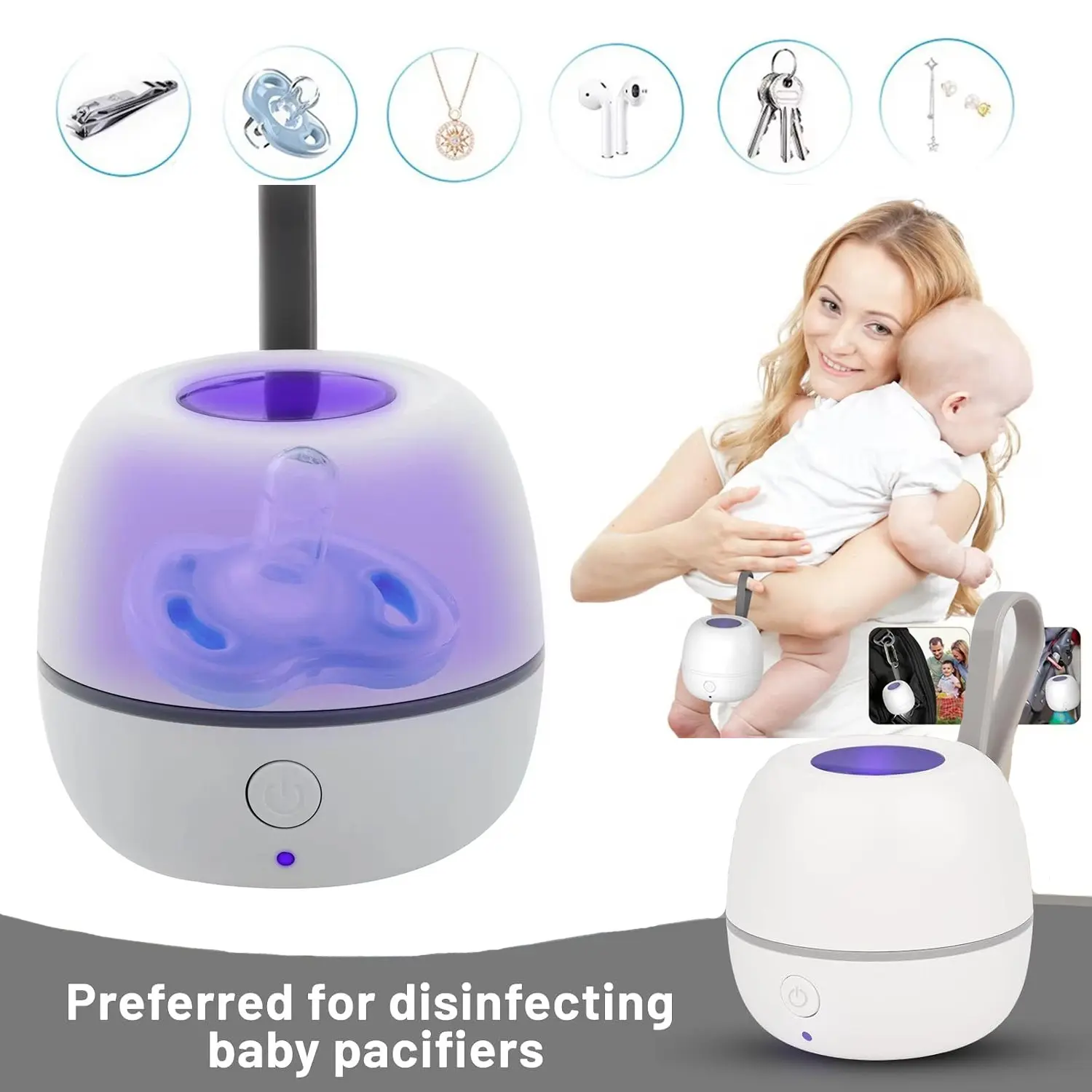 Portable UV Baby Bottle Nipple Sterilizer, Type-C Rechargeable Mini Sterilizer Box, 400mah Battery, Ideal Gift for New Parents