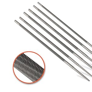 Chainsaw File 12 Pack, Chainsaw Sharpener File Kit Include 5/32 Inch*2, 3/16 Inch*2, 7/32 Inch*2 Round Chainsaw File,6" Flat File, Depth Gauge, Quick Check Gauge, Wood Handle, Filing Guide, Tool Pouch Chainsaw File 12 Pack, Chainsaw Sharpener File Kit Include 5/32 Inch*2, 3/16 Inch*2, 7/32 Inch*2 Round Chainsaw File,6" Flat File, Depth Gauge, Quick Check Gauge, Wood Handle, Filing Guide, Tool Pouch