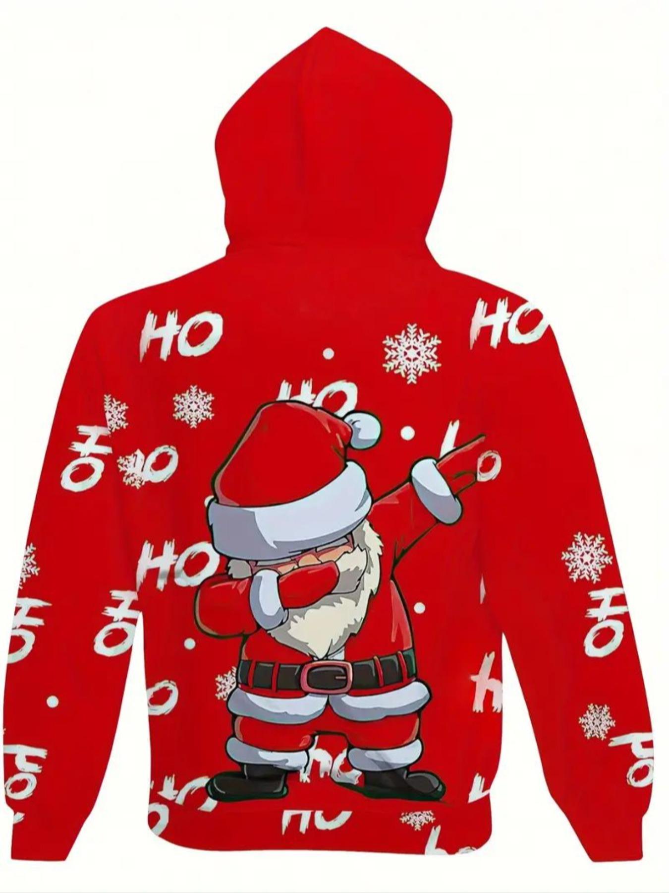 Men's Christmas Print Hoodie Set, Casual Long Sleeve Fitted Design, Drawstring Pocket Pants, Perfect Gift for Fall & Winter