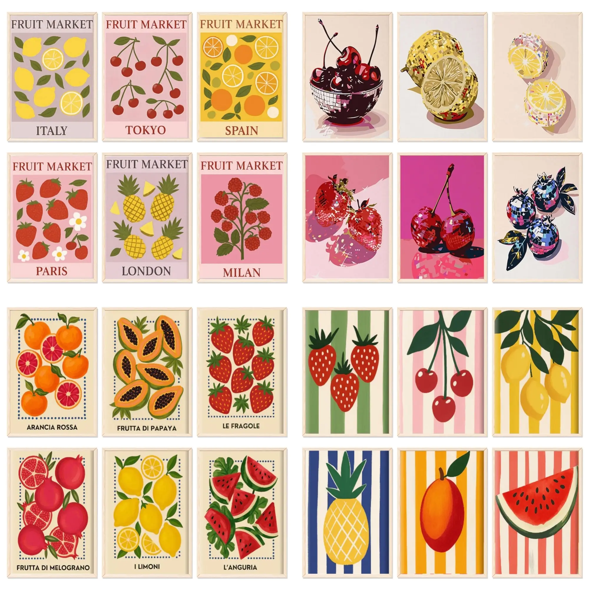 6pcs Paint By Numbers Kit for Adults Beginners - 8x12in / 20x30cm Color Canvas, Easy DIY Fruit Party Acrylic Painting Set - Wall Decor for Living Room and Bedroom, Creative Gift for Birthday, Mother's Day and Christmas, Without Frame