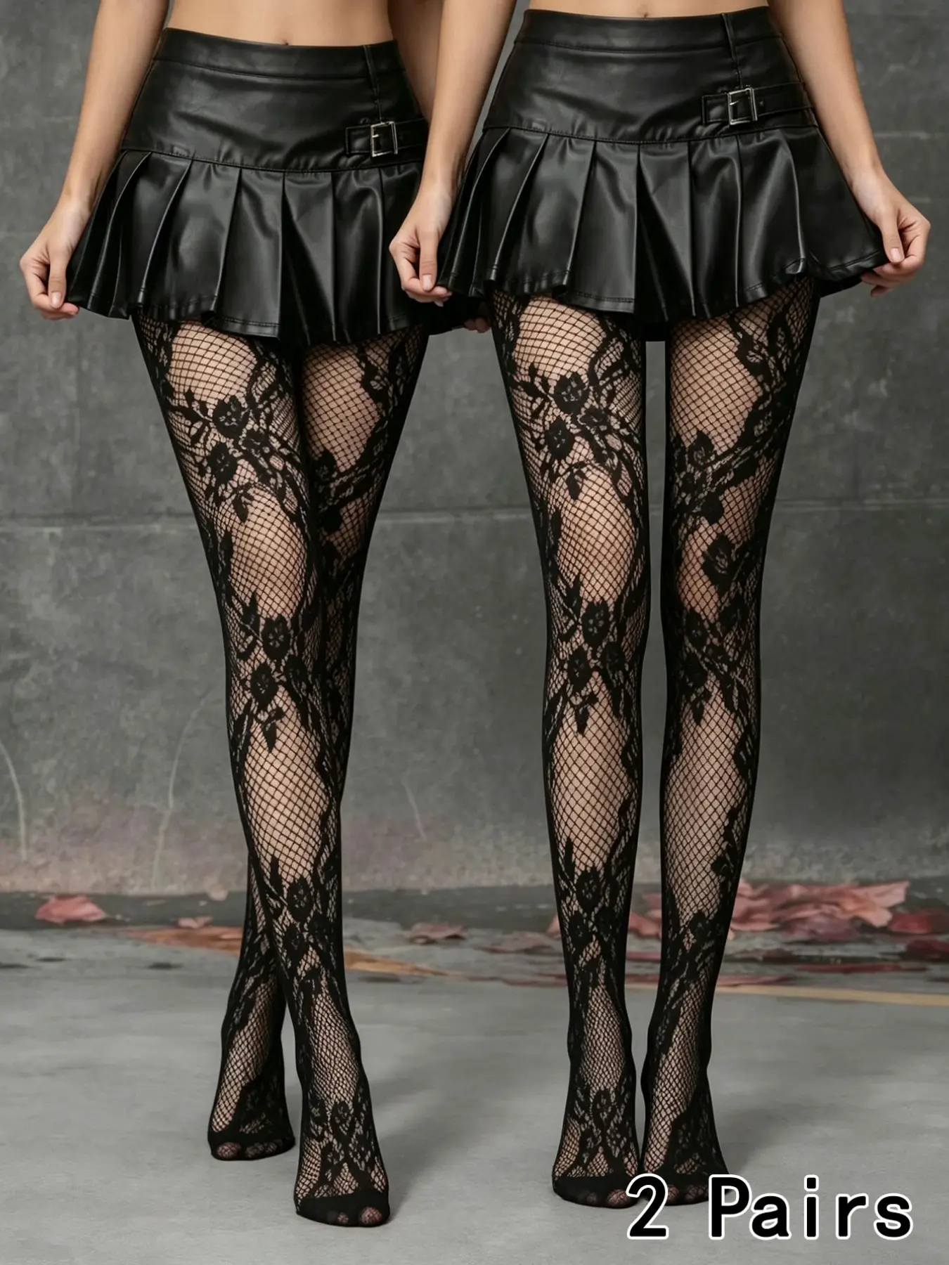 2 Pairs Women's Floral Fishnet Stockings, Sheer Mesh, Fashionable Thin Pantyhose, Comfortable Stylish Design, Perfect for Daily Wear