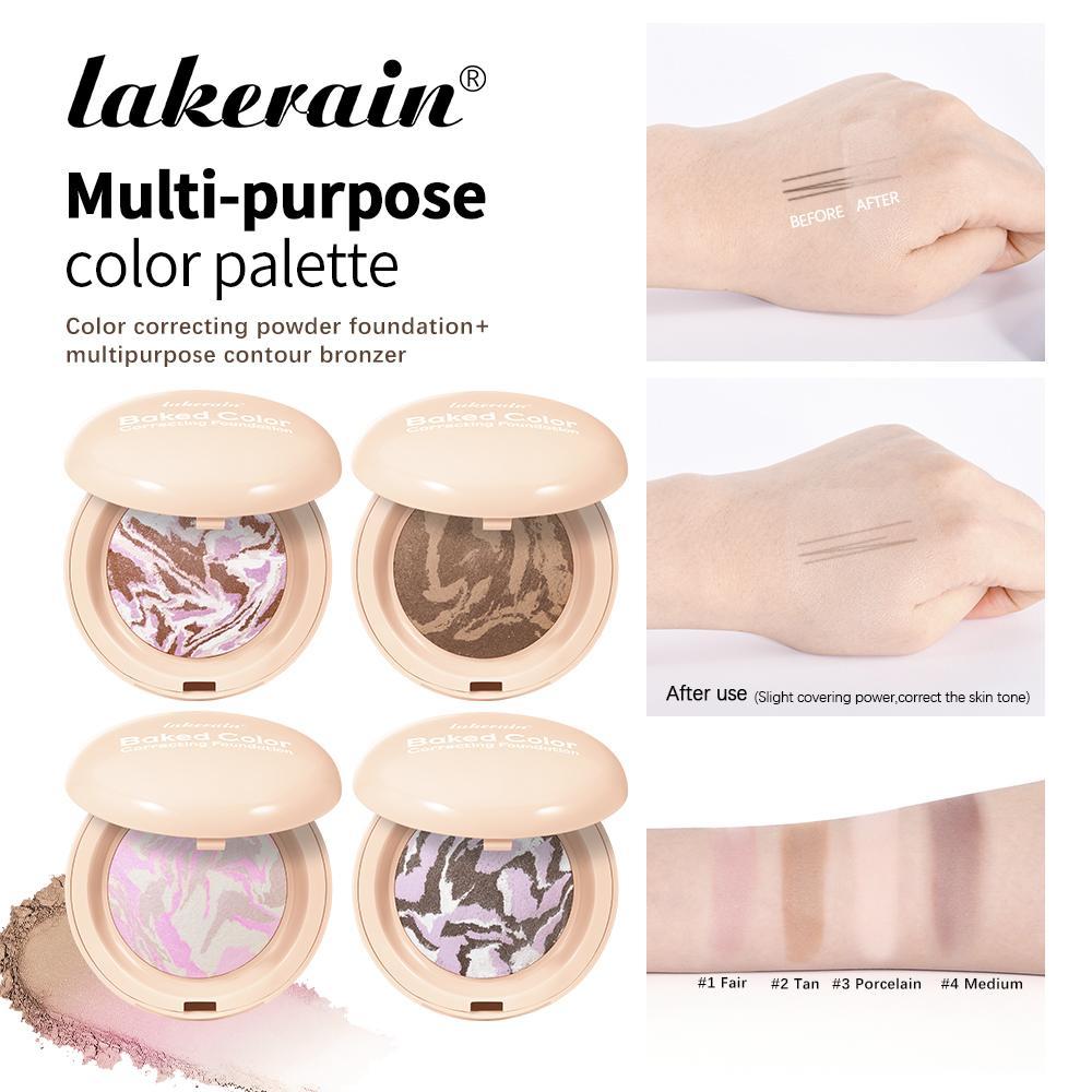 Multi-Effect Color Correction Palette, 1 Compact Multi-Shade Powder Disk with Fine Texture, Precise Concealer + Even Brightening + Long-Lasting Setting, All-in-One Foundation Makeup, Highlight Contour Palette, Travel-Friendly, Baked Bronzer