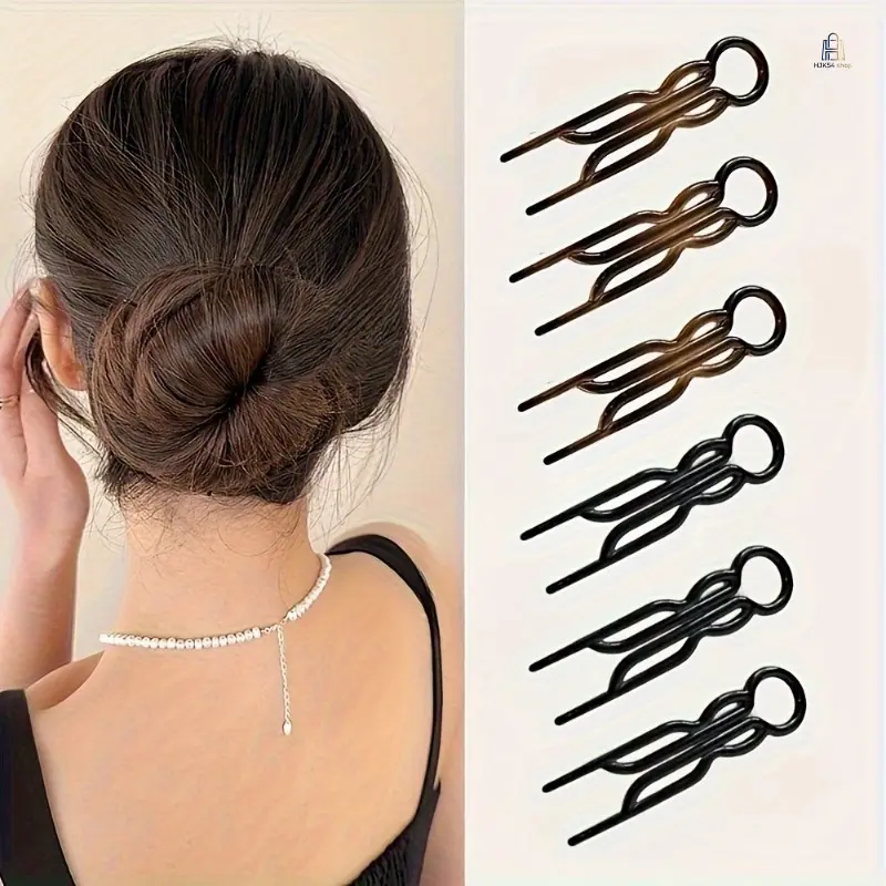 6 Pack Vintage Oval Plastic Hair Clips, Matte Hollow Design Hair Barrettes, Simple Hair Accessories for Women Buns & Braided Hairstyles
