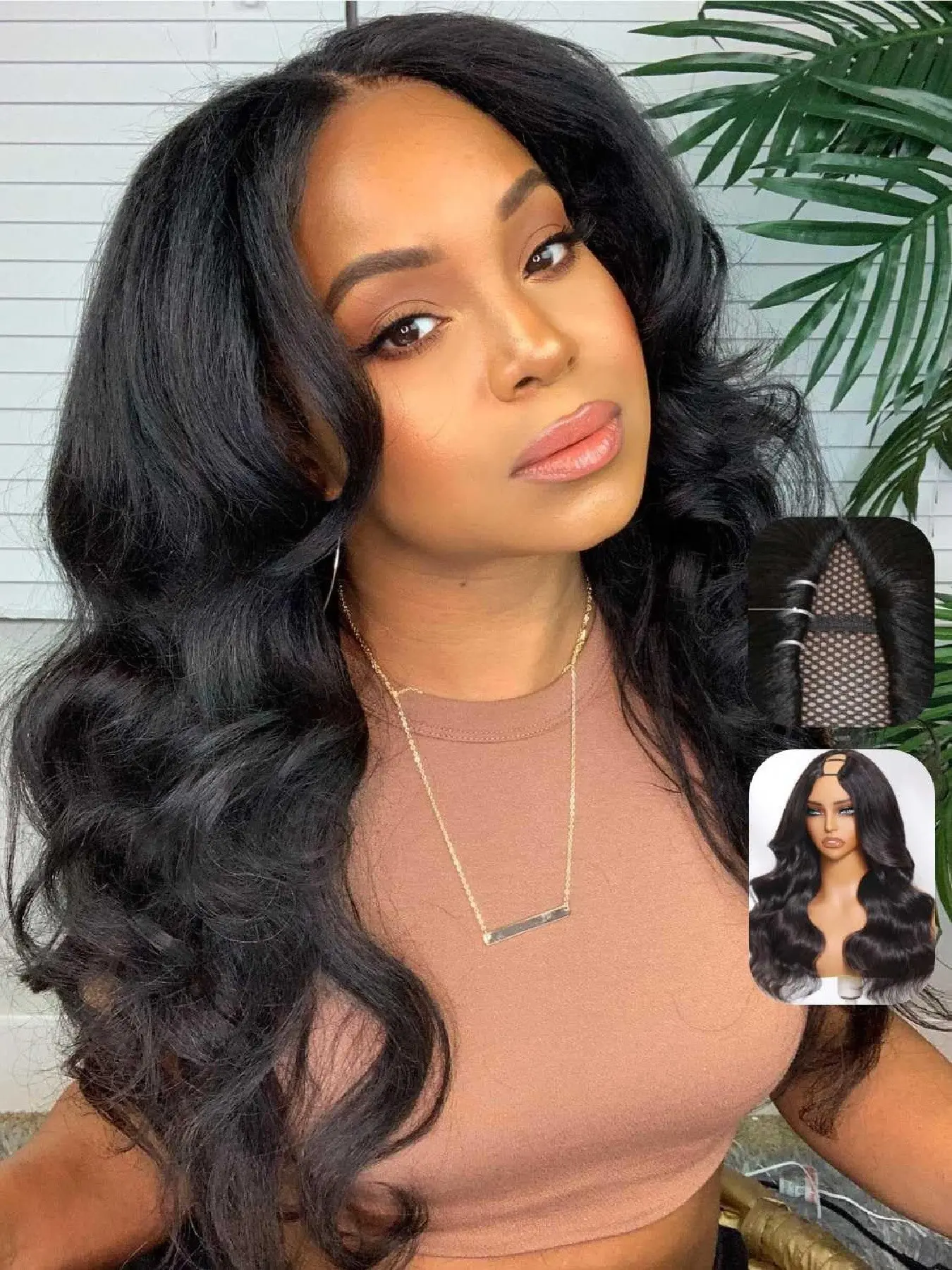V Part Wig Human Hair Body Wave  Human Hair Wigs with  Vpart Clip in No Leave Out Half Wig Glueless  Beginner Friendly 150% Density Natural Black