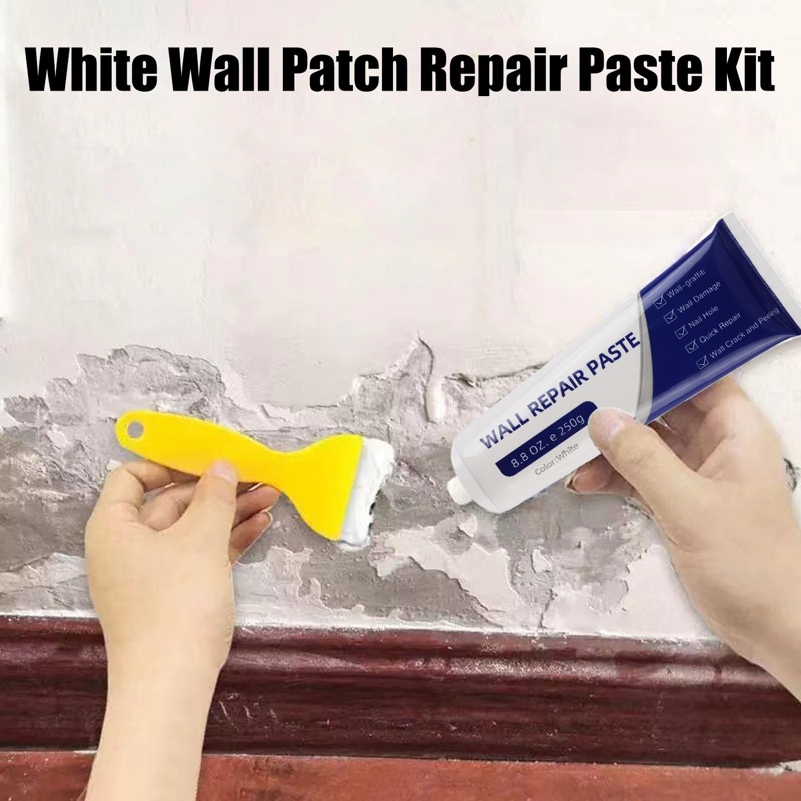 3Pcs Efficient Drywall Repair Kit with Scraper, 2026 Upgrade Quick Drying Wall Repair Paste for Cracks and Holes, Multi Functional Wall Mending Agent for DIY Home Fix