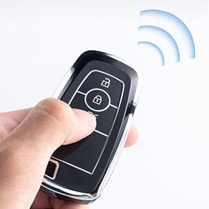 Key Fob Cover for Ford - Premium Soft TPU Shell Full Protection Case with Keychain, Fits Bronco Sport Maverick Ranger Explorer Expedition Escape Edge Mustang F150 F250 F350 Fusion, Pink 4-Button