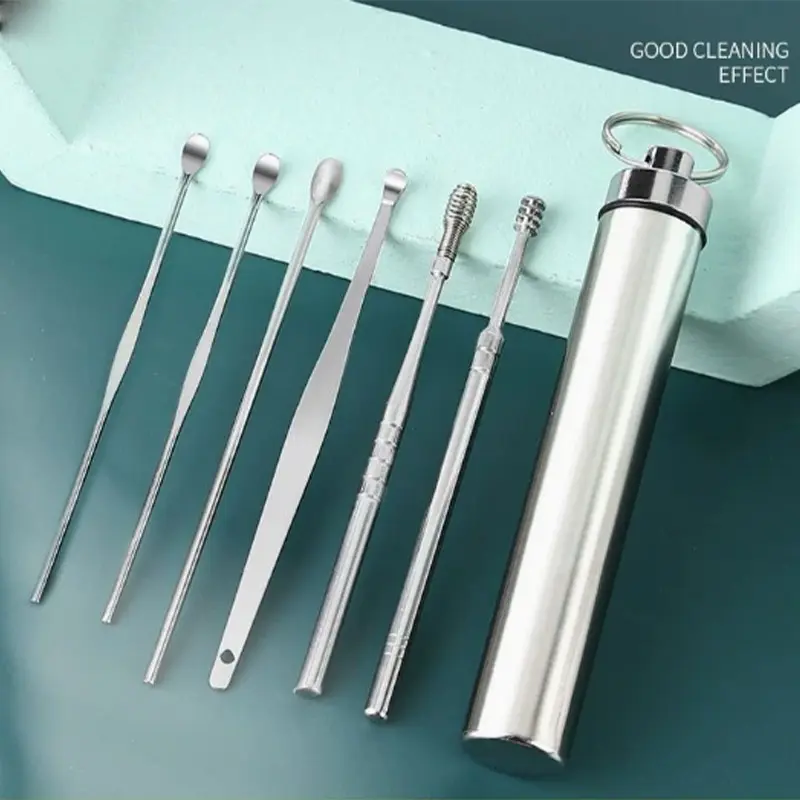 Professional Ear Cleaning Kit, Stainless Steel Set with Storage Case, Multi-Tool Ear Pick and Massage Tools, Essential Care Accessories