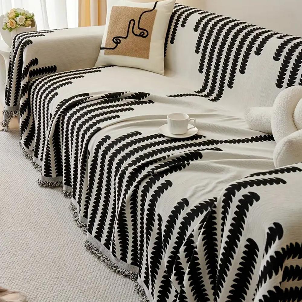 Striped Pattern Sofa Cover, 1 Count Soft Comfortable Sofa Towel, Sofa Protector for Home Living Room Bedroom, Home Decor