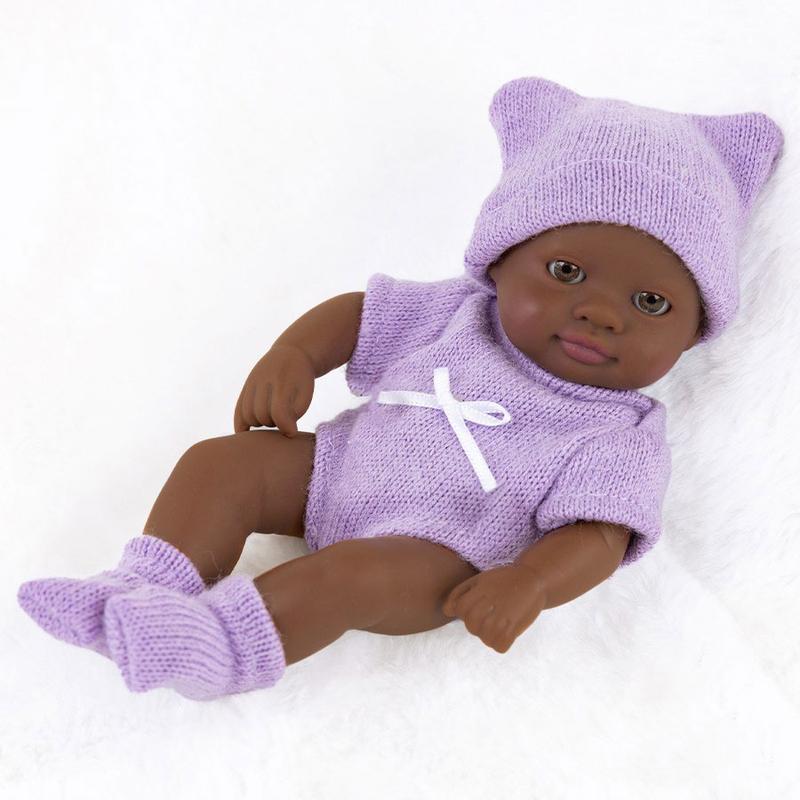 7 Inch Realistic African Baby Doll, 1 Set Cute Doll with Clothes & Pacifier & Bottle & Diaper, Perfect Companion Toy Doll for Girls 7 Inch Realistic African Baby Doll, 1 Set Cute Doll with Clothes & Pacifier & Bottle & Diaper, Perfect Companion Toy Doll for Girls